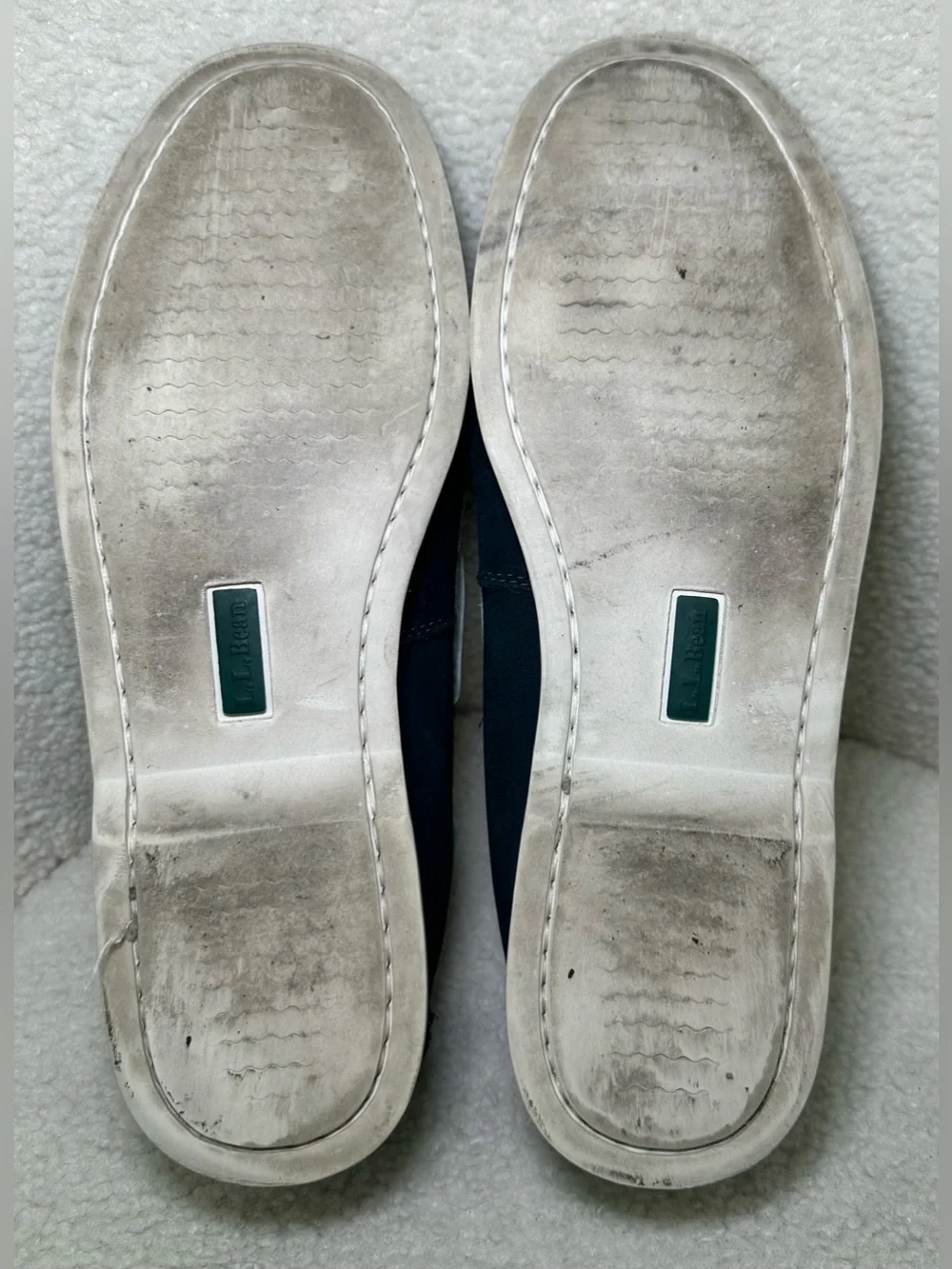 L.L.Bean Casco Bay Boat Shoes Men’s Navy Blue Gray Leather‎ Dock Loafers Preppy